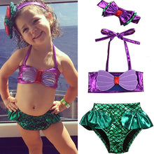 Carregar imagem no visualizador da galeria, Biquini Baby Sereia com Tiara | Fofurinha Store